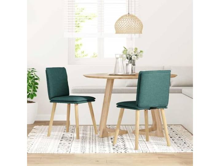 KGHERMDF Esszimmerstühle 2 STK. Dunkelgrün Stoff Massivholz Gummibaum, Polyesterbezug, Schaumstoffpolsterung, Ergonomisches Design, Vielseitig Einsetzbar