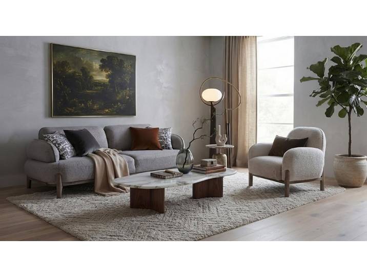 JVmoebel Polstergarnitur Sofa Garnitur 3-Sitzer Sessel Modern Grau Bequem Polster Garnitur, (2-tlg., 2-tlg)