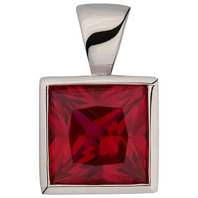 Kettenanhänger JOBO "Anhänger quadratisch 9 mm", rot (rot, rot), Schmuckanhänger, Damen, Silber 925 (Sterlingsilber), Kettenanhänger, 925 Silber mit Zirkonia