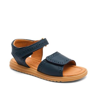 Sandale BISGAARD "Andrea", Mädchen, Gr. 26, chromfrei gegerbt, blau (marine), Leder, festlich, Schuhe Sandale, Sommerschuh, Mädchen Schuh mit Klett, Größenschablone zum Download