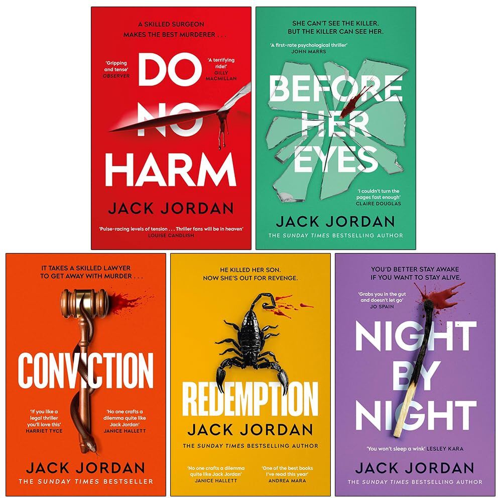 Simon & Schuster Jack Jordan Collection 5 Books Set (Do No Harm, Before Her Eyes, Conviction, Redemption and Night By Night)