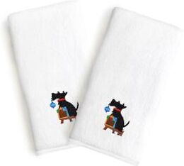 Authentic Hotel and Spa 2-piece Turkish Cotton Hand Towels with Holiday Scottie Dog Embroidery (Set of 2)