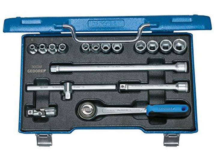 GEDORE Dopsleutelset 3/8 inch, 17-delig, 6-kant, 6-19 mm, 1 stuk, 30 GMU-3