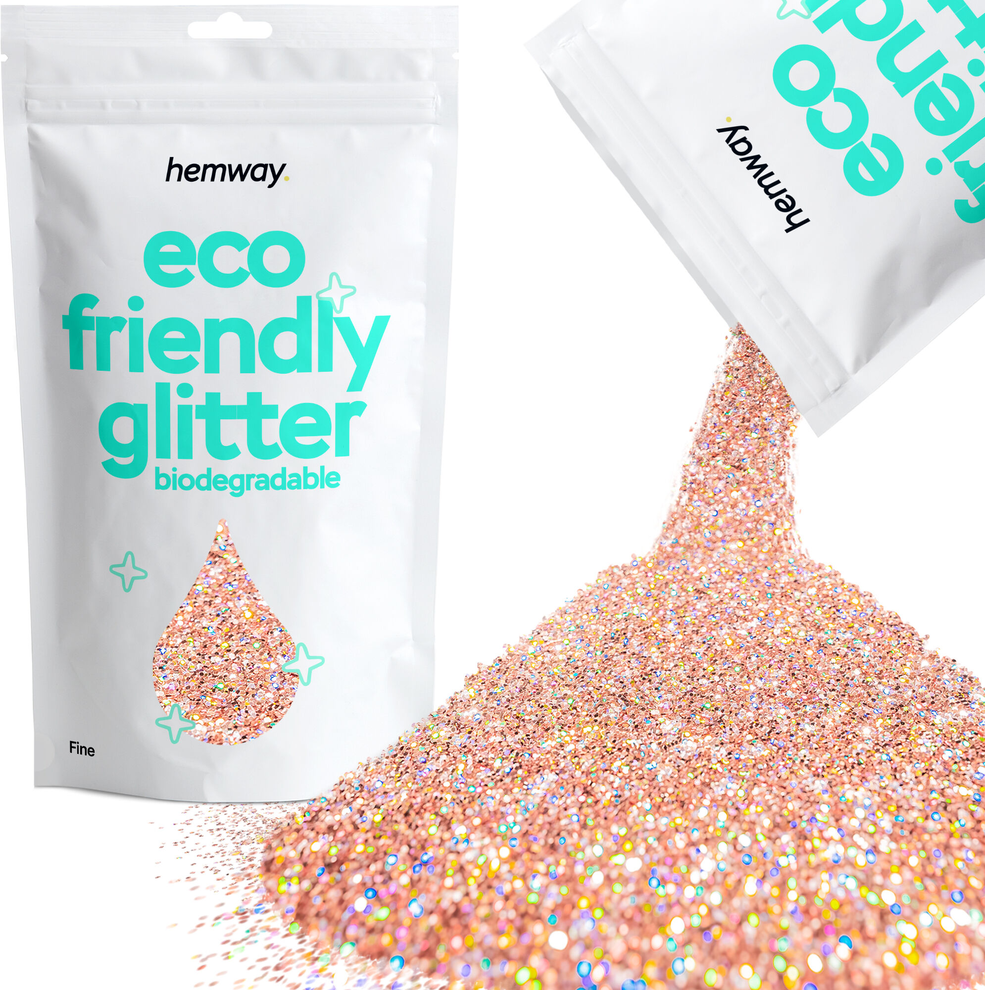 Hemway Biodegradable Eco Friendly Glitter 100g / 3.5oz   Rose Gold Holographic   DIY, Decoration, Arts & Crafts - Rose Gold Holographic - Fine 100g