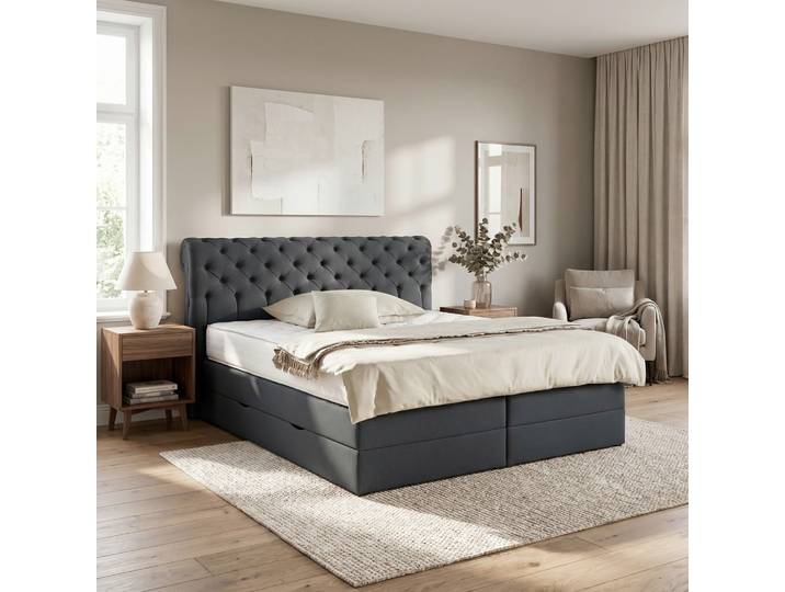 Boxspringbett Belano Schwarz ca. 200x200cm