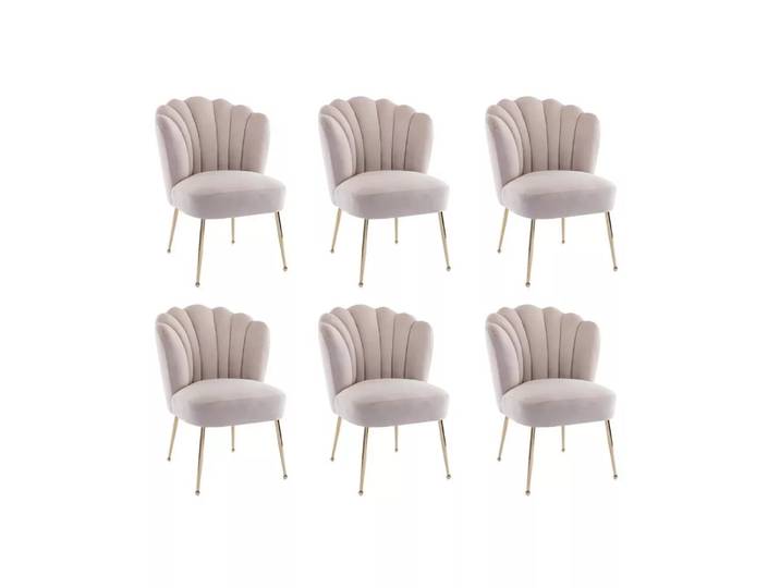 PASCAL MORABITO - Stuhl 6er-Set - Samt & goldfarbener Stahl - Beige - RUTY von Pascal MORABITO, One Size