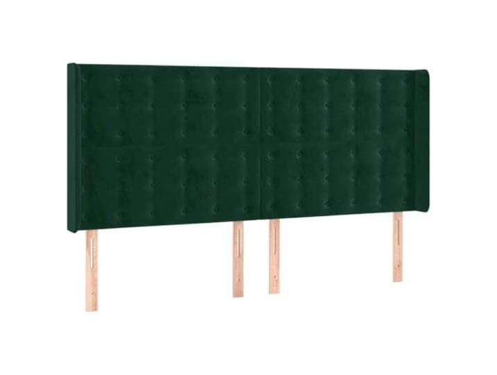 KTHLBRH Kopfteil mit Ohren, dunkelgrün, 203 x 16 x 118/128 cm, aus Samt Weicher Samt, Beine aus massivem Lärchenholz, höhenverstellbar, Schaumstoffpolsterung, 1 Kopfteil mit 2 Ohren
