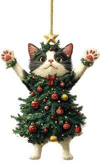 Discount Dollar Deals Cute Cat Christmas Tree, Pendants Hanging Ornaments For Car And Backpack white