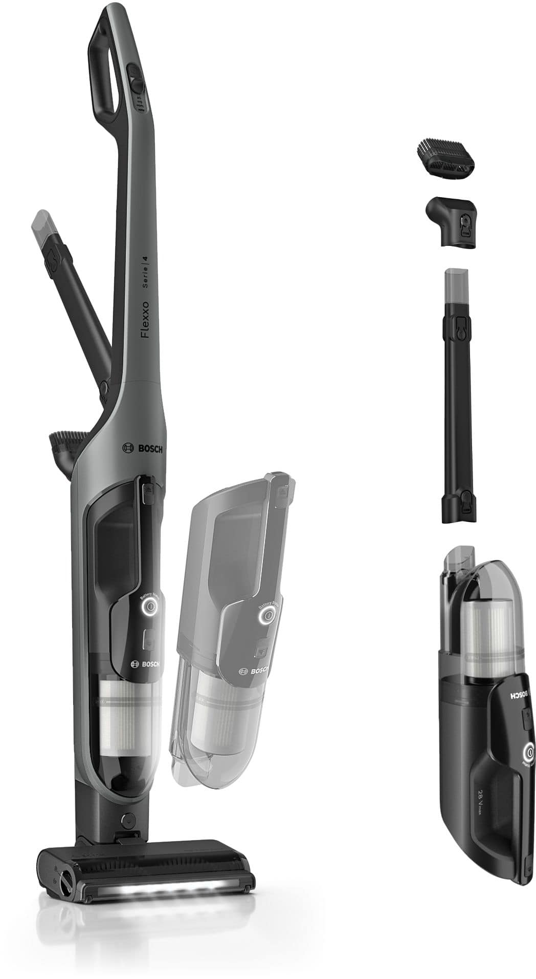 Bosch Serie 4 BHH4GN28 Handstaubsauger bis 60 min Laufzeit 25,2 V (Grau)