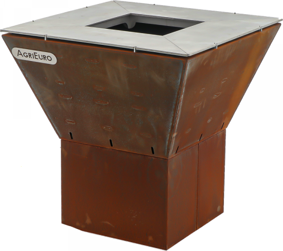 AgriEuro TOP-LINE Holzkohlegrill GRINGO B038 - 4 Kochplatten aus Edelstahl - Gehäuse aus Cortenstahl