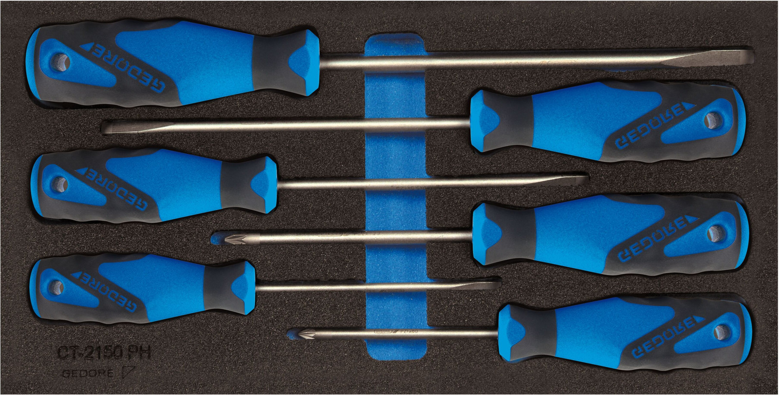 Gedore schroevendraaierset model 1500 CT1-2150 PZ in Check-Tool-inleglade