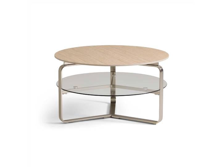Strata Couchtisch, Keramik Travertin Glas Ø80