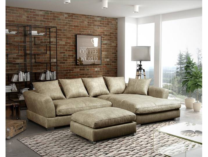 Fun Möbel Ecksofa Sofa inkl. Hocker TIZIAN Wildleder Preston, Ecksofa inkl. Hocker