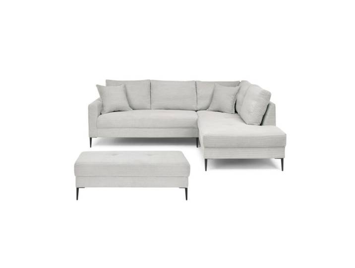 Trendstore Hilary Ecksofa mit Umbauecke in Cord – inkl. Hocker - Cord Zoom dove - rechts Modern
