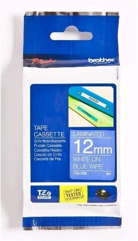Brother TZe-535 cinta 12mm texto blanco sobre azul (8M)