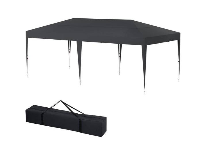 Faltpavillon 3x6m Wasserdicht Sonnenschutz Schwarz, 300x265x600 cm, Sonnenschutz, Pavillons