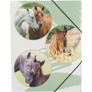 Pagna Zeichenmappe Lovely 21723-15, Pferde, A4, aus PP, 3 Einschlagklappen, Gummizug