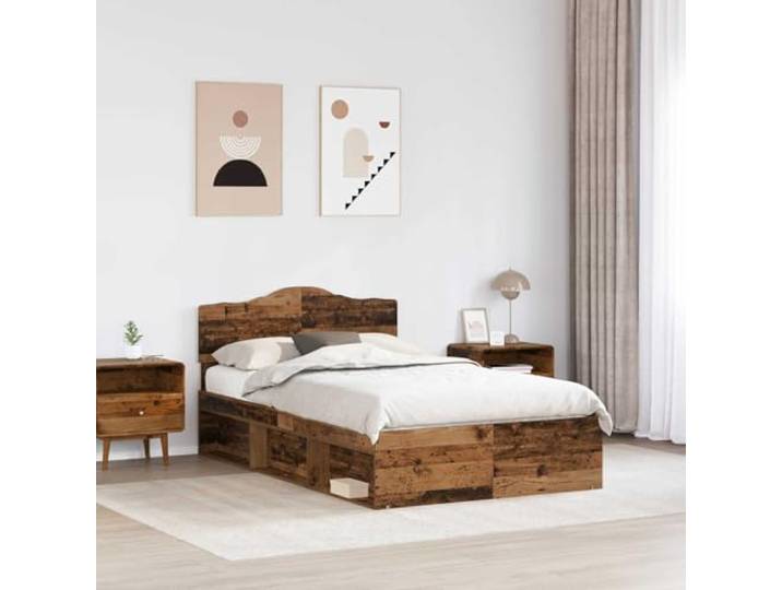 KTHLBRH Bettgestell aus Holz, 120 x 200 cm, Kiefer massiv Technisches Holz, Kopfteil inklusive, rechteckiges Design, modernes Zimmer