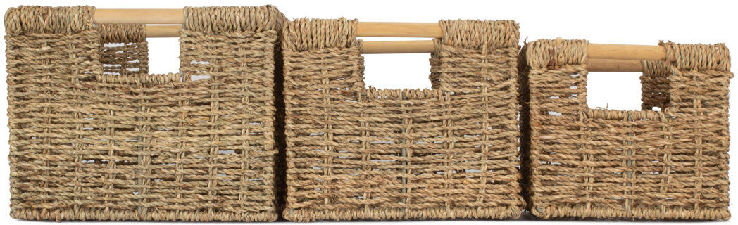 World Menagerie Wicker 3 Piece Nordic Seagrass Storage Basket Set Seagrass/Natural 58.37L