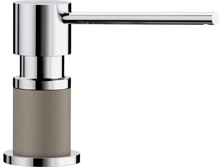 Spülmittelspender BLANCO LATO , braun, B:14cm H:9,7cm L:5cm, Messing, Dosierspender, Spülmittelspender, tartufo/chrom
