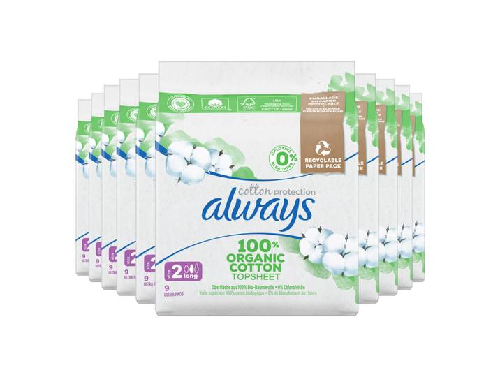 Always katoenbescherming (maat 2) maandverband 9 stuks