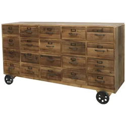 Chic Antique Anrichte auf Rädern mit 20 Schubladen, 156x38x75cm natur