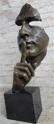 Bronzhaus Signed Salvador Dali Abstract Man Hush Up Bronze Sculpture Modern Art Figurine
