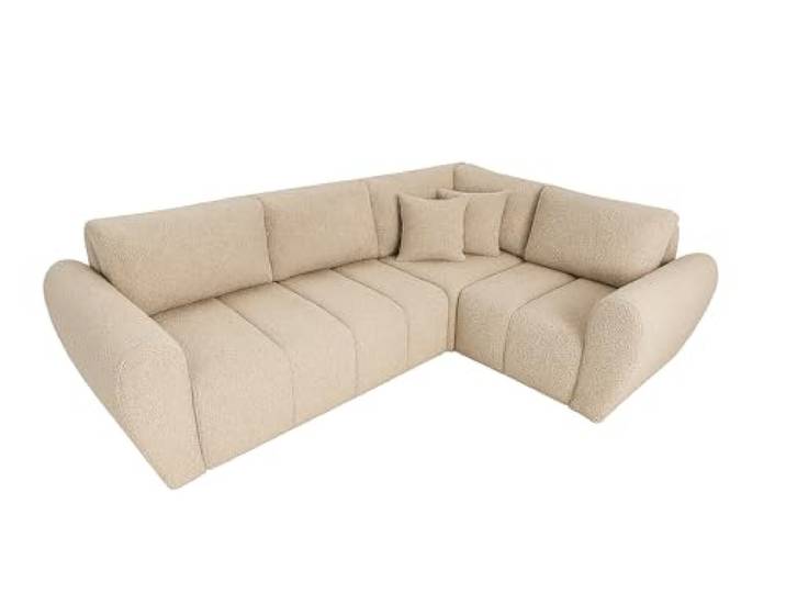 Sofello Ecksofa Lusso – modernes Ecksofa mit Schlaffunktion und Bettkasten, Schlaffläche: 200 × 130 cm, (Quelle 05 - beige)