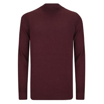 Rollkragenpullover FELIX HARDY "Halber Rollkragenpullover", Herren, Gr. M, rot (bordeaux), 100% Baumwolle, hoch geschlossener Ausschnitt, Pullover Rollkragenpullover