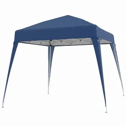Outsunny 2,4 x 2,4 m Pop-Up Gartenpavillon – Faltbarer Stahlrahmen, Wasserdichter UV-beständiger Polyesterbezug, Tragetasche inkl. – Blau
