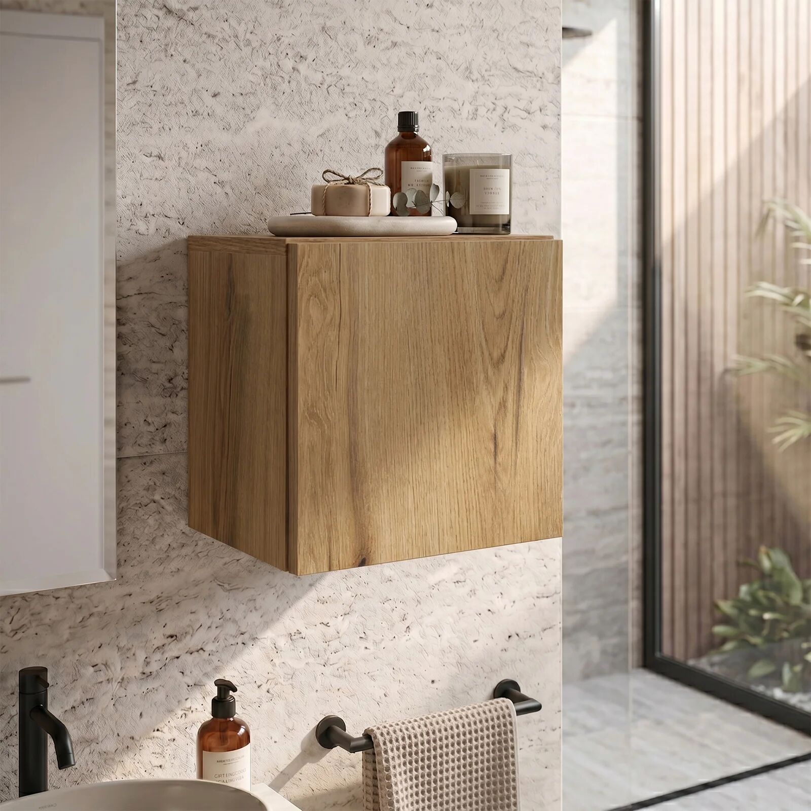 garneroarredamenti Pensile cubo sospeso 30x30h cm 1 anta reversibile Corallo