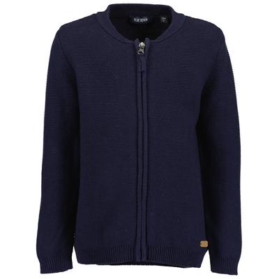 Strickjacke BLUE SEVEN "Cardigan mit Reißverschluss", Jungen, Gr. 98, blau (5900, nachtblau), 100% Baumwolle, regular fit, ohne Ausschnitt, Strickjacken Strickjacke