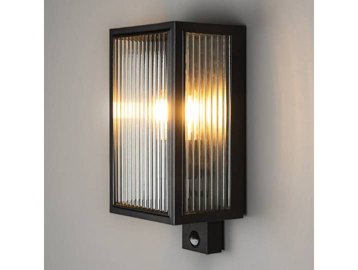 Außenwandleuchte mit Sensor 18 x 37 x 14cm Schwarz/Schwarz