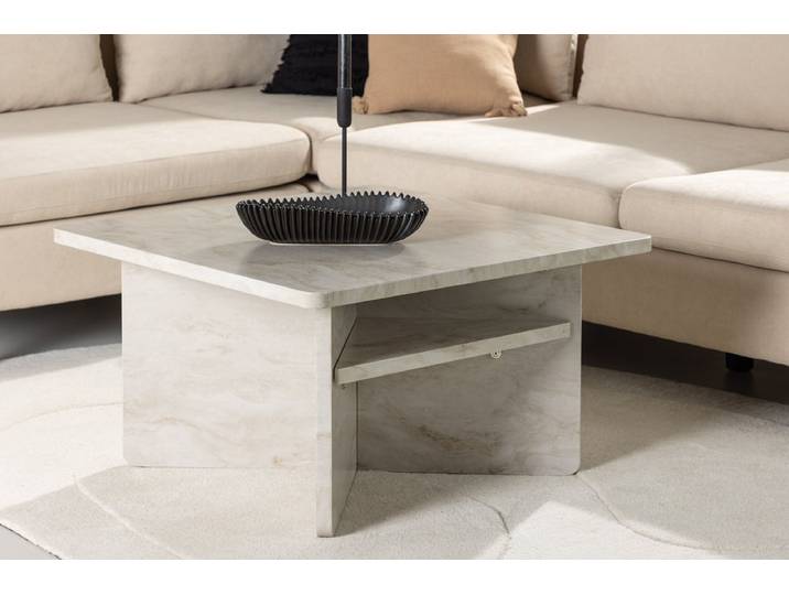 Couchtisch Morma - mit Marmoroptik und Ablagefach - 75x75 cm - Luxusbetten24