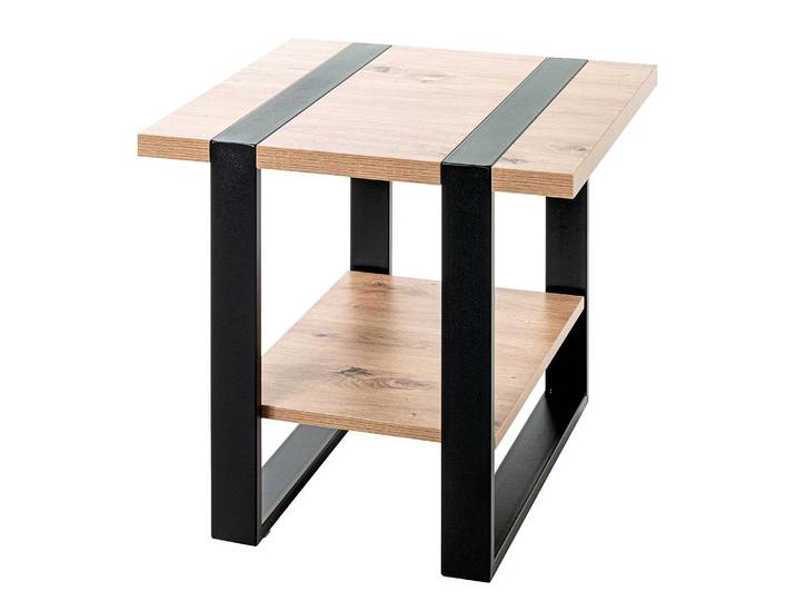 Bout de canapé Strathy - Type A 45 x 45 x 45cm Noir/Imitation chêne sauvage