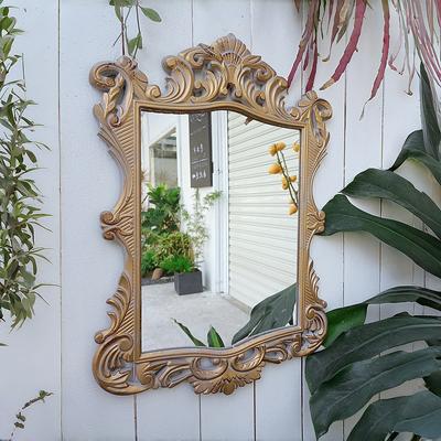 Fusion Finds French Wall Mirror Vintage Decorative Ornate Relief Accent For Home & Garden b Gold