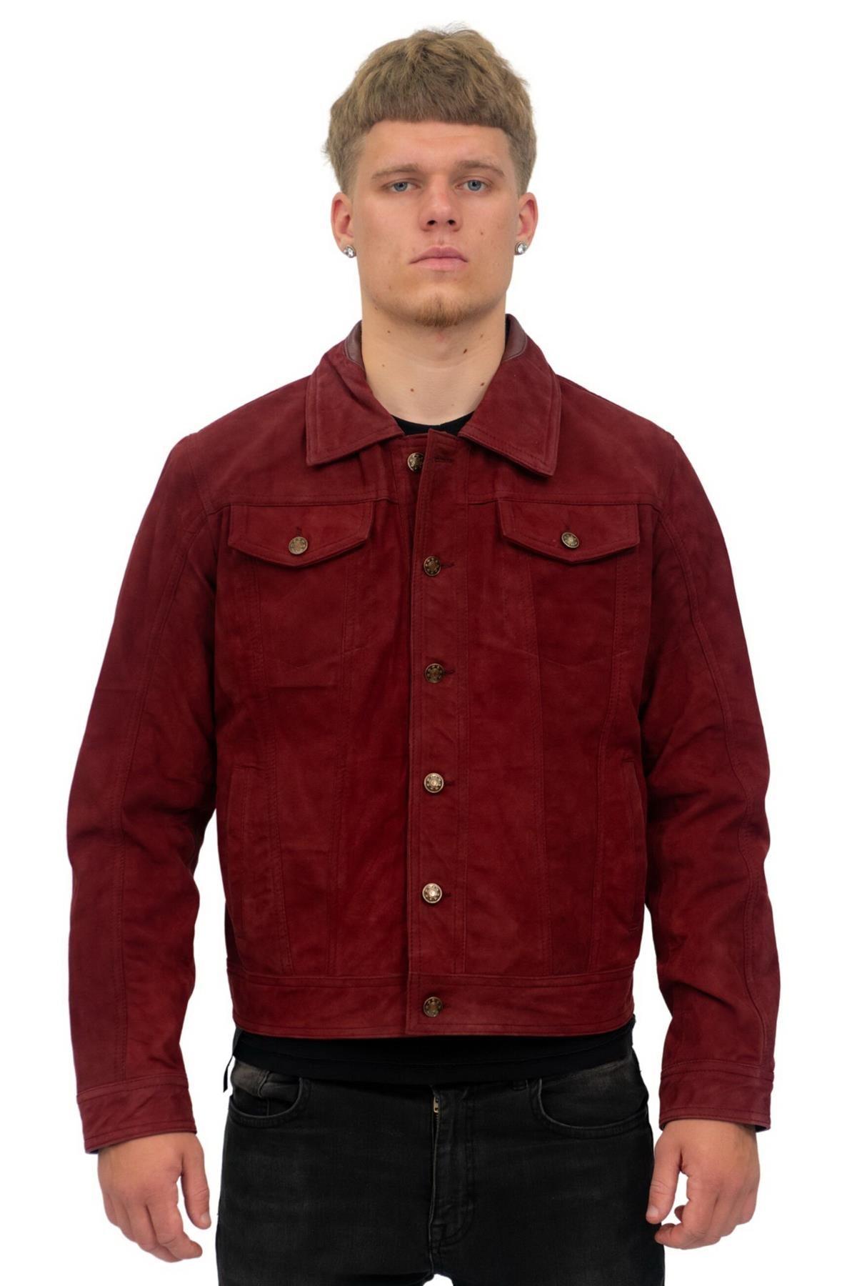 Herren-Truckerjacke aus Ziegenveloursleder-Taraz