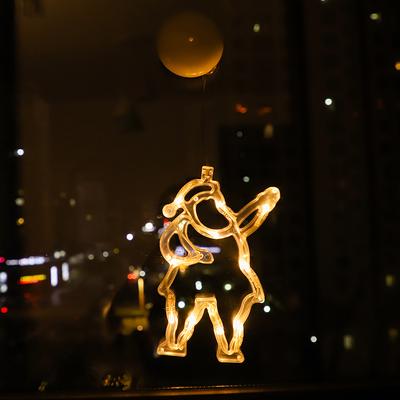 Evergreen Home Goods Christmas Sucker Lamp, Battery Powered LED Lights, Holiday Window Decoration For Home Decor, Bell Snowman Star Hanging santa Claus