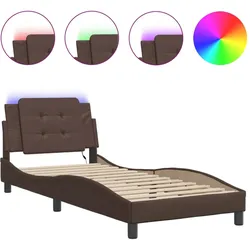 vidaXL Bettgestell mit LED ohne Matratze "Zadar" Braun 80x200 cm