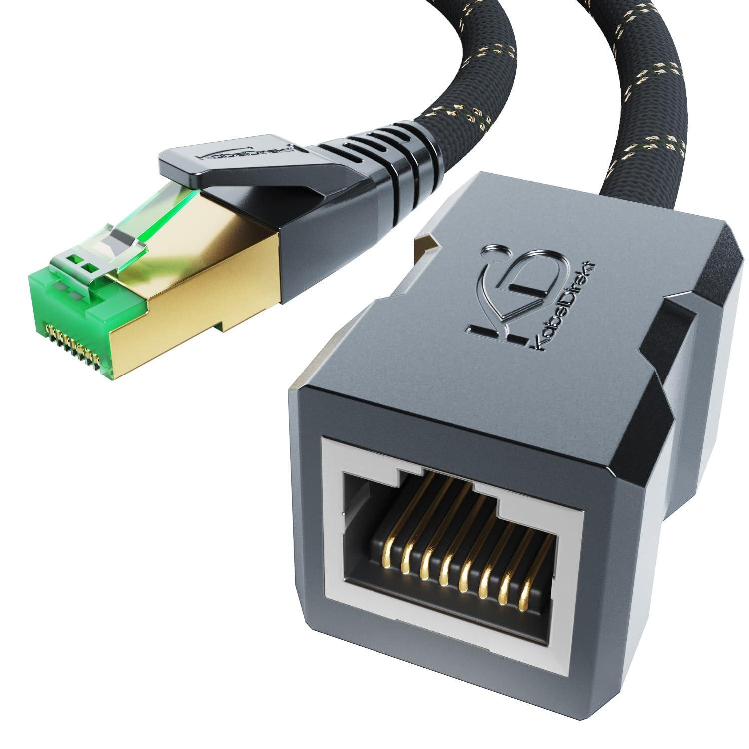KabelDirekt Cat 7 Ethernet LAN-kabel verlenger met nylonmantel, 3 meter