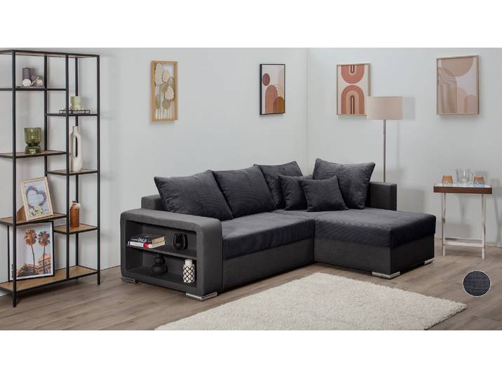 COLLECTION AB John L-Form, B: 226 cm Schlaffunktion, Bettkasten, Regalelement & 2 Zierkissen