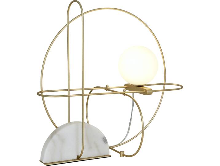 Tischlampe Esna messing/weiss Marmor / Metall / Glas H 45 cm - Tischlampe