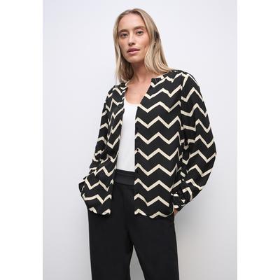 Langarmbluse STREET ONE, Damen, Gr. 36, schwarz-weiß (schwarz), Stoff, 100% Viskose, gemustert, klassisch normal, Bündchen, Blusen, mit Zick Zack Muster