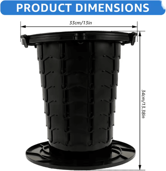 Inspire Essentials Portable Retractable Camping Toilet Lightweight Folding Travel Toilet black