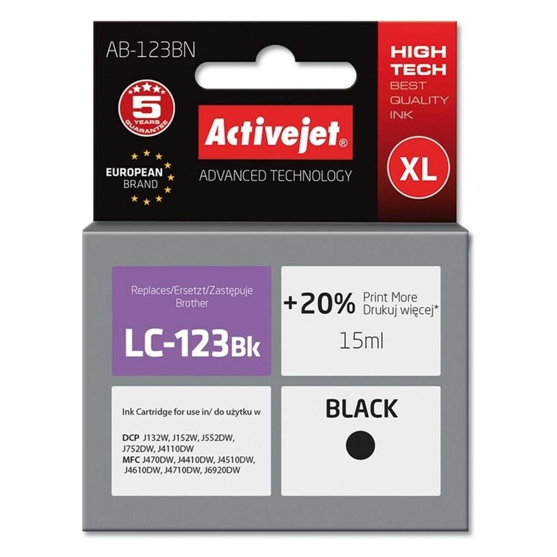 Activejet AB-123BN Druckerpatrone (e) Kompatibel Hohe (XL-) Ausbeute (BK) (AB-123BN)