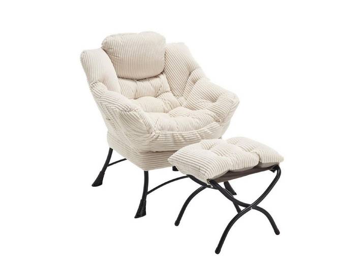 LuxusKollektion Relaxsessel Relaxsessel Ottomane Hocker Armlehne Fußstütze Lazy Chair Weiß