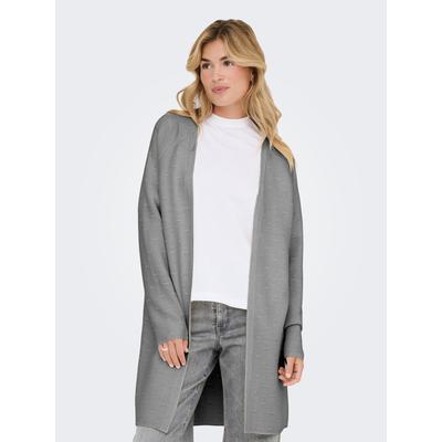 Strickjacke ONLY "ONLKATIA LS STRUCT OPEN CARDIGAN CC KNT", Damen, Gr. M, grau (medium grau melange), Strick, Obermaterial: 50% Viskose, 27% Nylon, 23% Polyester, unifarben, regular fit, Rundhals, Strickjacken Strickjacke