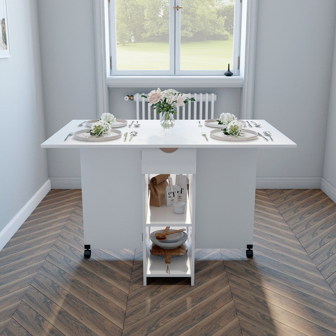 Ebern Designs Friedhorst Trestle Dining Table White/White