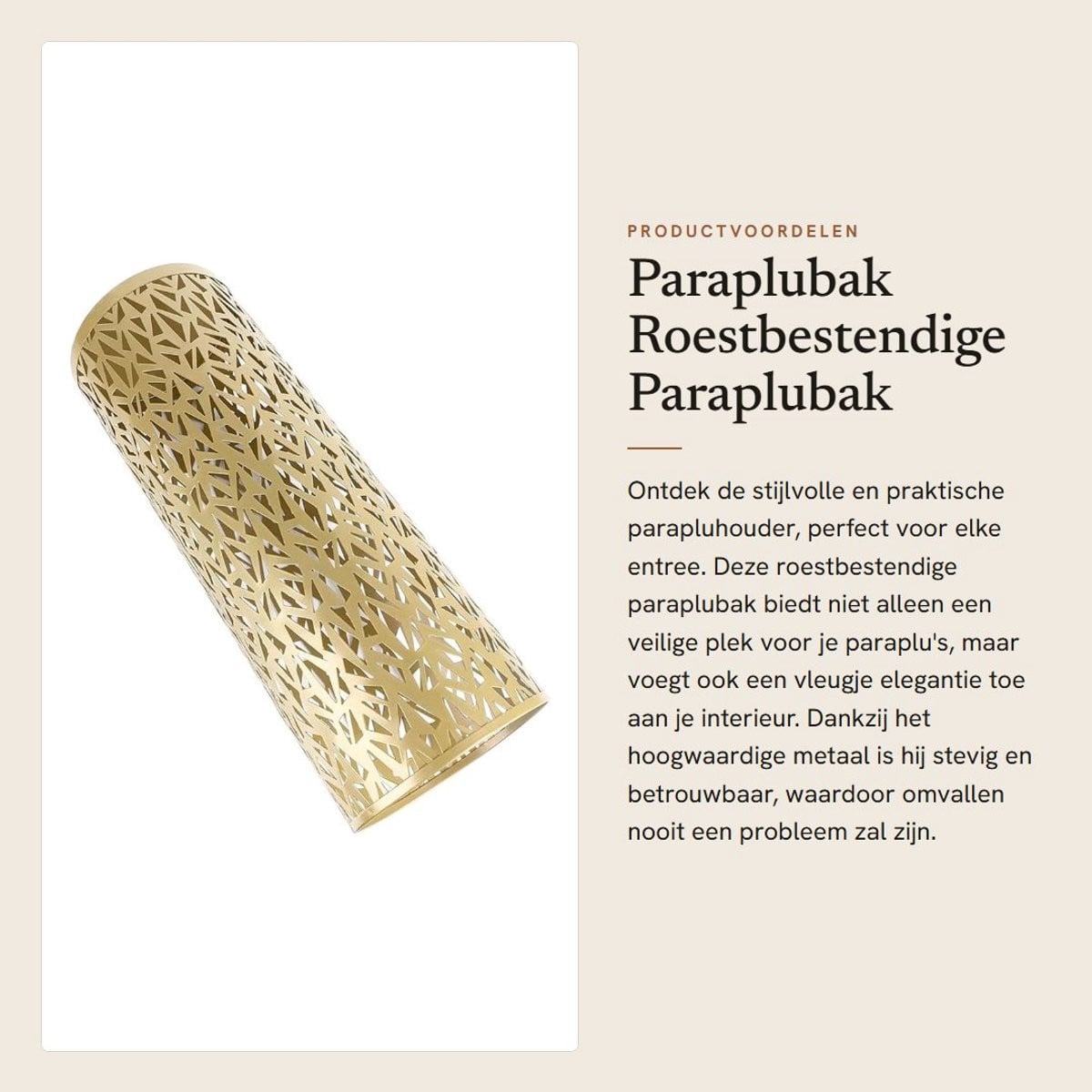 Dailygoods Roestbestendige Ronde Parapluhouder - Metalen Waterdichte Paraplumbak met Hol Ontwerp