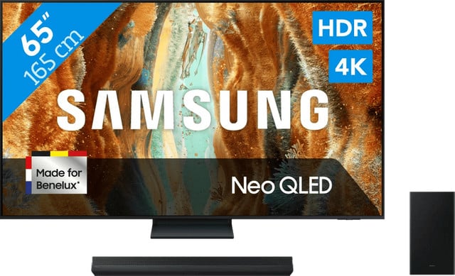 Samsung 65 inch Neo QLED QN73F 4K TV (2025) met Samsung HW-B66CF Soundbar